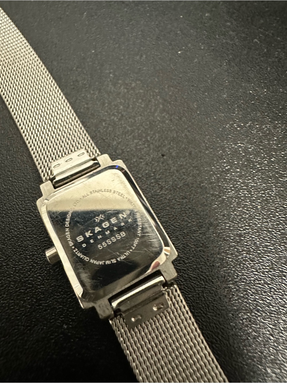 Skagen Silver Mesh Watch with Black Dial - Picture 5 of 5
